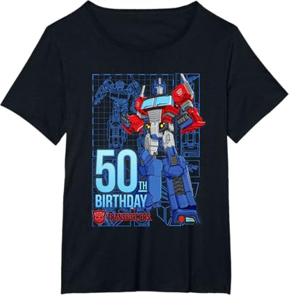T-shirt de aniversário dos 50 anos do Optimus Prime dos Transformers