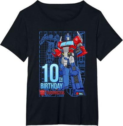 T-shirt de aniversário dos 10 anos do Optimus Prime dos TRANSFORMERS