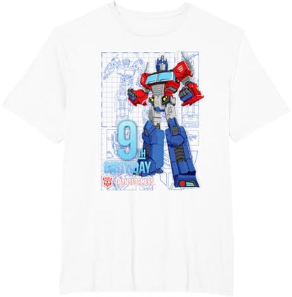 T-shirt de aniversário dos 9 anos do Optimus Prime dos Transformers