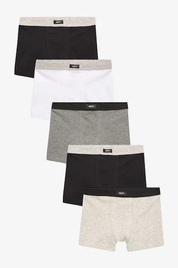 |Niño| Pack de 5 pantalones cortos de cintura suave - Blanco/Negro (2 a 16 años)
