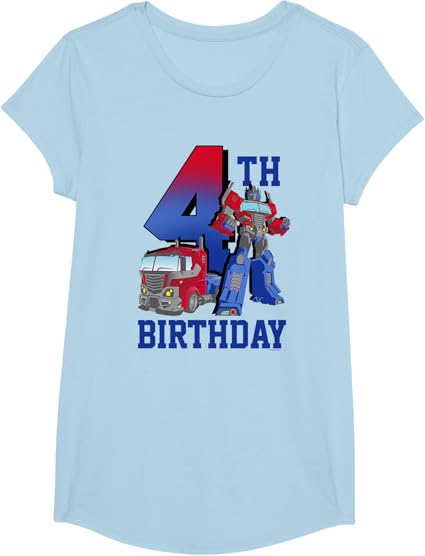 T-shirt com poster comemorativo do 4º aniversário do Optimus Prime de Transformers com efeito degradé