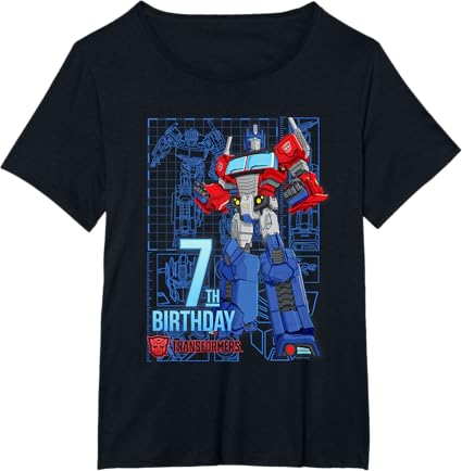 T-shirt de aniversário dos 7 anos do Optimus Prime dos Transformers
