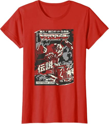 T-shirt Transformers Optimus Prime Capa de Banda Desenhada Japonesa Cybertroniana
