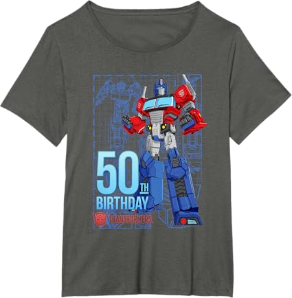 T-shirt de aniversário dos 50 anos do Optimus Prime dos Transformers