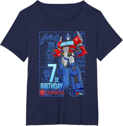 T-shirt de aniversário dos 7 anos do Optimus Prime dos Transformers