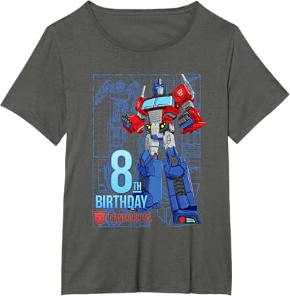 T-shirt de aniversário dos 8 anos do Optimus Prime dos Transformers