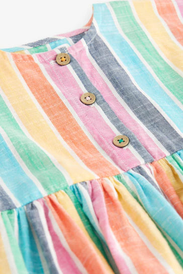 |Girl| Vestido De Algodão Descontraído - Rainbow Stripe (3 meses a 8 anos)