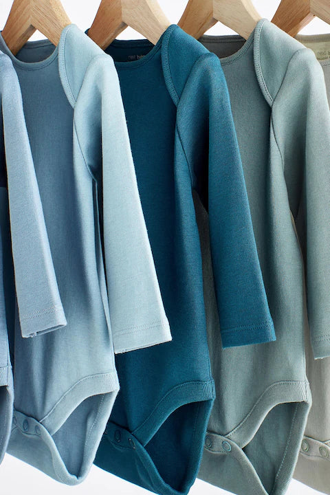 |BabyGirl| Body De Manga Comprida Para Bebê Modern Blue Com 5 Unidades - Modern Blue