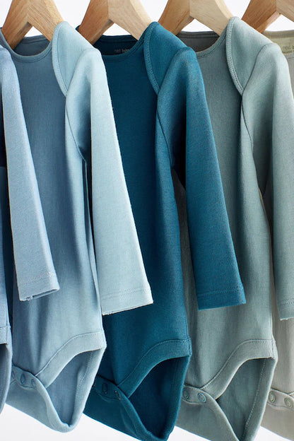 |BabyGirl| Body De Manga Comprida Para Bebê Modern Blue Com 5 Unidades - Modern Blue