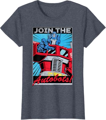 T-shirt com poster retro do Transformers Optimus Prime juntando-se aos Autobots