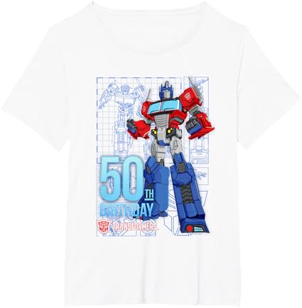 T-shirt de aniversário dos 50 anos do Optimus Prime dos Transformers