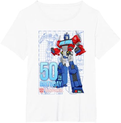 T-shirt de aniversário dos 50 anos do Optimus Prime dos Transformers