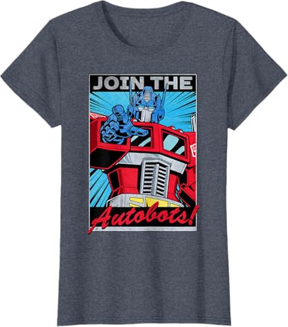 T-shirt com poster retro do Transformers Optimus Prime juntando-se aos Autobots