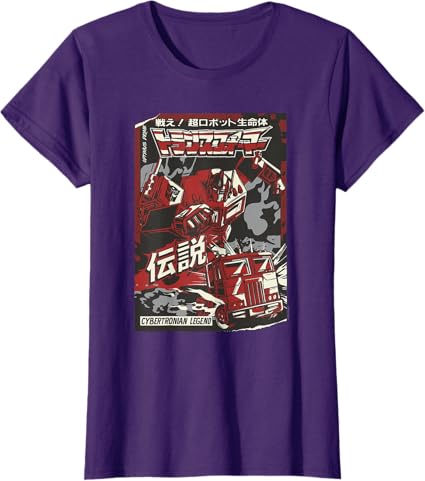 T-shirt Transformers Optimus Prime Capa de Banda Desenhada Japonesa Cybertroniana