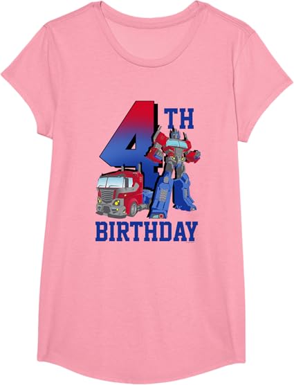 T-shirt com poster comemorativo do 4º aniversário do Optimus Prime de Transformers com efeito degradé