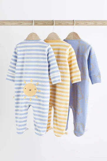 |BabyBoy| Pacote De 3 Macacões Para Bebês Com Zíper - Amarelo (0 Meses - 2 Anos)