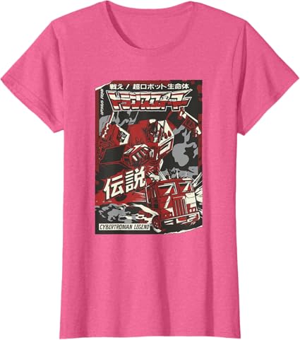 T-shirt Transformers Optimus Prime Capa de Banda Desenhada Japonesa Cybertroniana