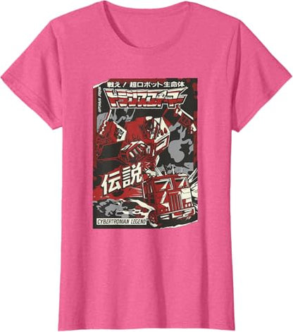 T-shirt Transformers Optimus Prime Capa de Banda Desenhada Japonesa Cybertroniana