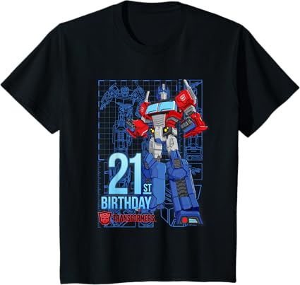 T-shirt de aniversário dos 21 anos do Optimus Prime dos Transformers