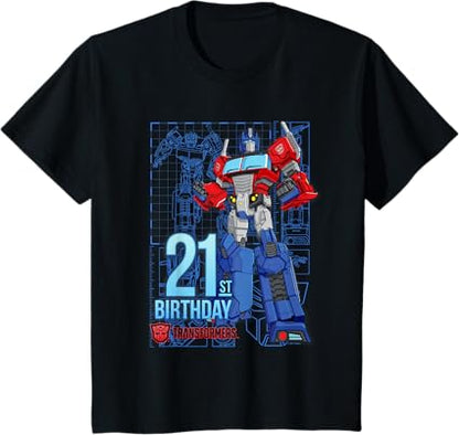 T-shirt de aniversário dos 21 anos do Optimus Prime dos Transformers