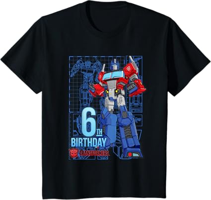 T-shirt de aniversário dos 6 anos do Optimus Prime dos Transformers