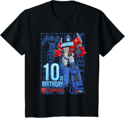T-shirt de aniversário dos 10 anos do Optimus Prime dos TRANSFORMERS