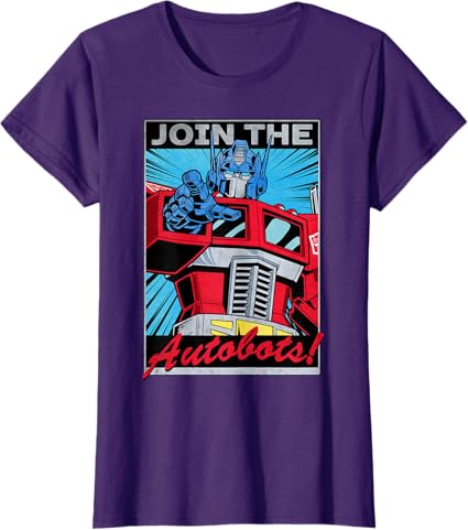 T-shirt com poster retro do Transformers Optimus Prime juntando-se aos Autobots