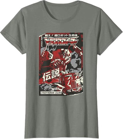 T-shirt Transformers Optimus Prime Capa de Banda Desenhada Japonesa Cybertroniana