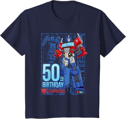 T-shirt de aniversário dos 50 anos do Optimus Prime dos Transformers