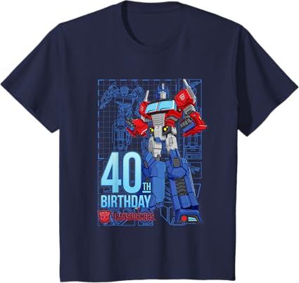 T-shirt de aniversário dos 40 anos do Optimus Prime dos Transformers