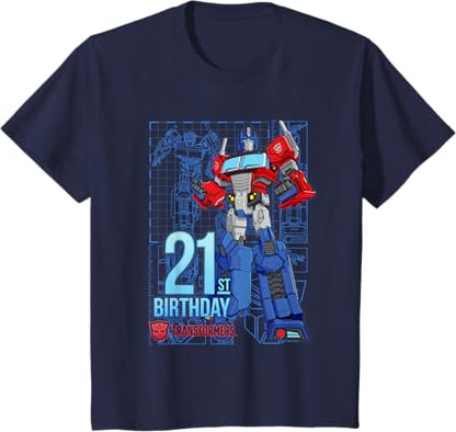 T-shirt de aniversário dos 21 anos do Optimus Prime dos Transformers