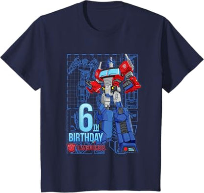 T-shirt de aniversário dos 6 anos do Optimus Prime dos Transformers