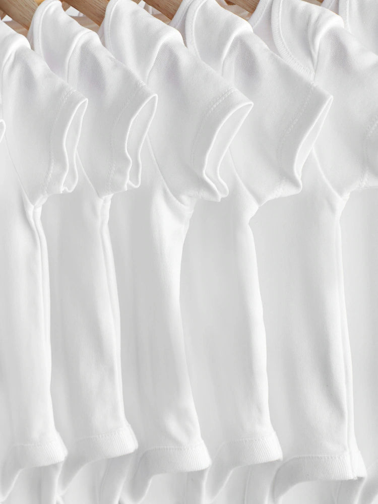 |BabyGirl| Pacote Com 10 Macacões De Manga Curta Para Bebês, Essenciais Brancos