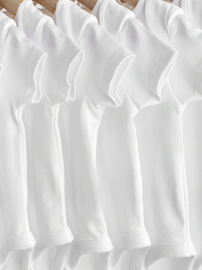 |BabyGirl| Pacote Com 10 Macacões De Manga Curta Para Bebês, Essenciais Brancos