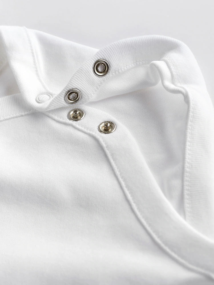 |BabyBoy| Pacote Com 10 Macacões De Manga Curta Para Bebês, Essenciais Brancos