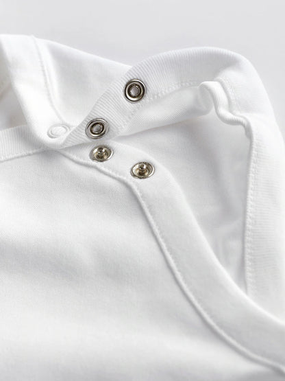 |BabyBoy| Pacote Com 10 Macacões De Manga Curta Para Bebês, Essenciais Brancos