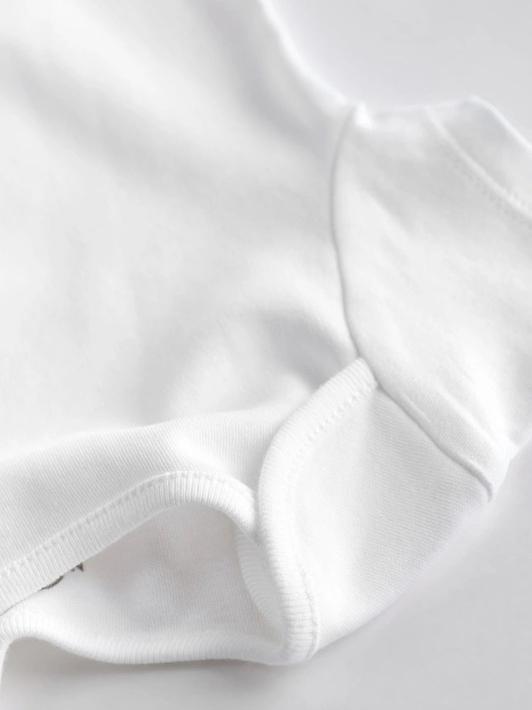 |BabyGirl| Pacote Com 10 Macacões De Manga Curta Para Bebês, Essenciais Brancos