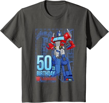 T-shirt de aniversário dos 50 anos do Optimus Prime dos Transformers