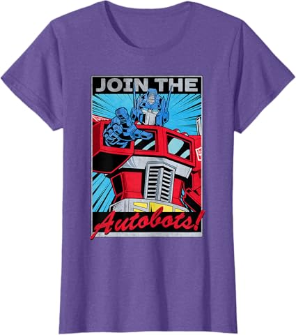 T-shirt com poster retro do Transformers Optimus Prime juntando-se aos Autobots