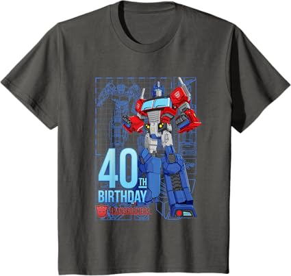 T-shirt de aniversário dos 40 anos do Optimus Prime dos Transformers