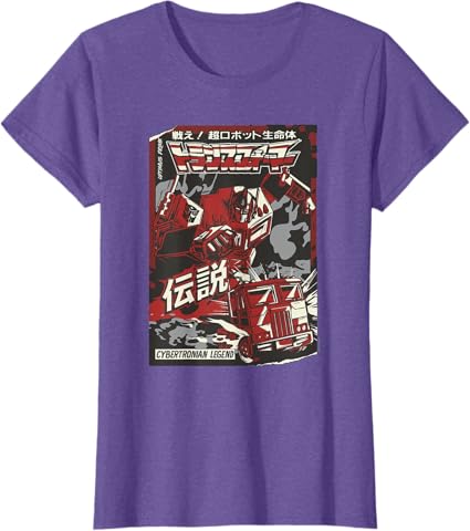 T-shirt Transformers Optimus Prime Capa de Banda Desenhada Japonesa Cybertroniana