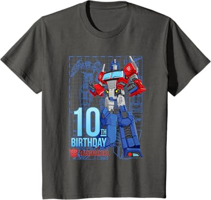 T-shirt de aniversário dos 10 anos do Optimus Prime dos TRANSFORMERS