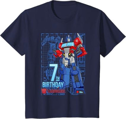 T-shirt de aniversário dos 7 anos do Optimus Prime dos Transformers