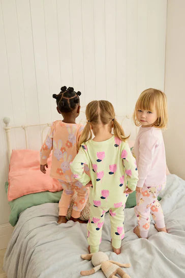 |BigGirl| Pacote de 3 pijamas - Unicórnio laranja/verde/roxo (9 meses - 8 anos)