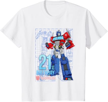 T-shirt de aniversário dos 21 anos do Optimus Prime dos Transformers
