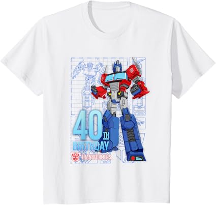 T-shirt de aniversário dos 40 anos do Optimus Prime dos Transformers
