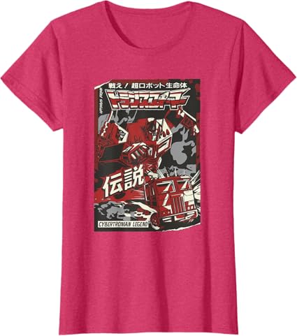 T-shirt Transformers Optimus Prime Capa de Banda Desenhada Japonesa Cybertroniana