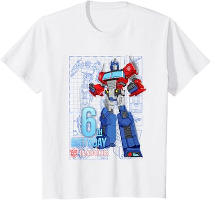 T-shirt de aniversário dos 6 anos do Optimus Prime dos Transformers