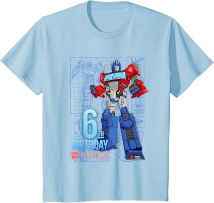 T-shirt de aniversário dos 6 anos do Optimus Prime dos Transformers