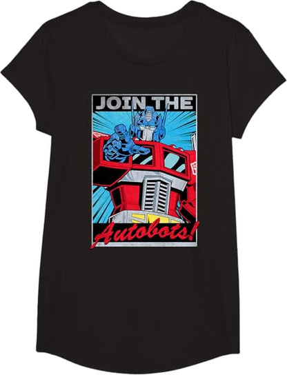 T-shirt com poster retro do Transformers Optimus Prime juntando-se aos Autobots